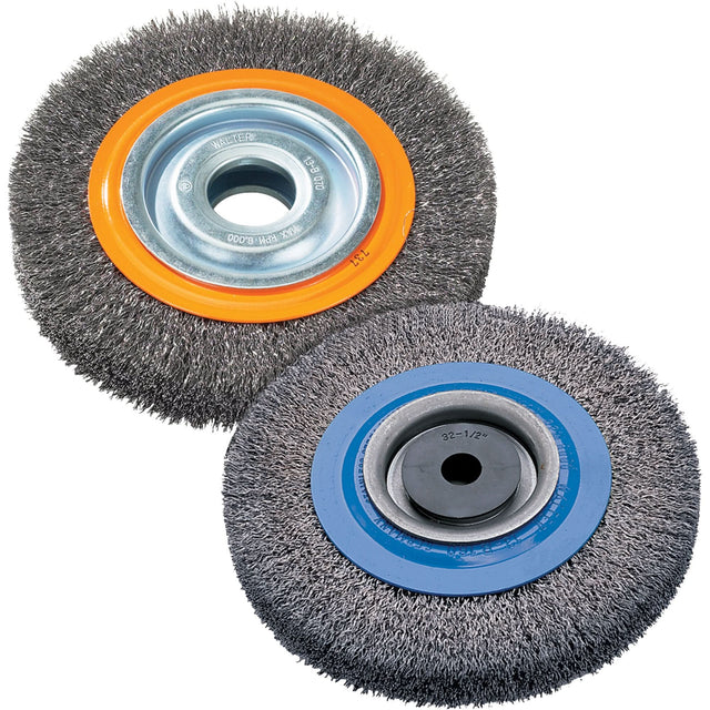 Wire Wheel Brush, 8" Dia., 0.118" Fill, 1-1/4" Arbor