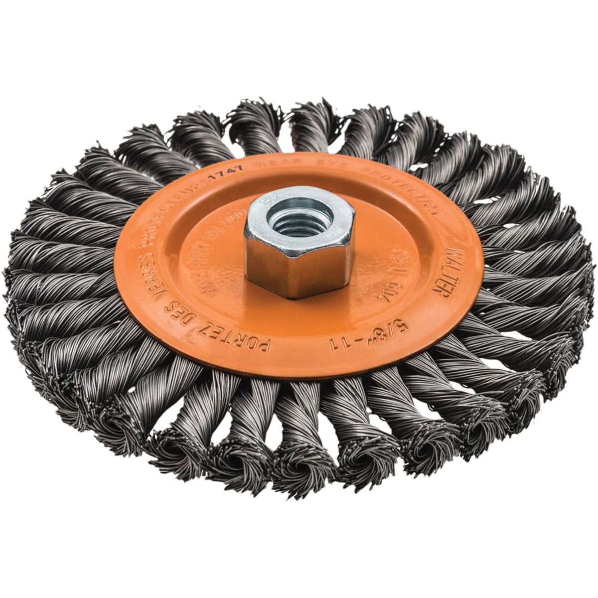 Wide Knotted Wire Wheel Brush, 5/8"-11 Arbor, Steel