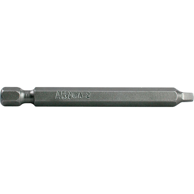1/4" Square Recess Power Bits, Square, #2 Tip, 1/4" Drive Size, 6" Length