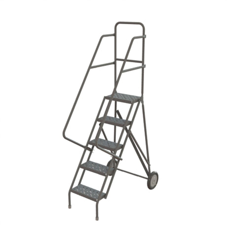 Steel Rolling Ladder, 5 Steps, 16" Step Width, 50" Platform Height, Steel