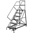 Safety Slope Rolling Ladder, 4 Steps, Perforated, 50° Incline, 40" High