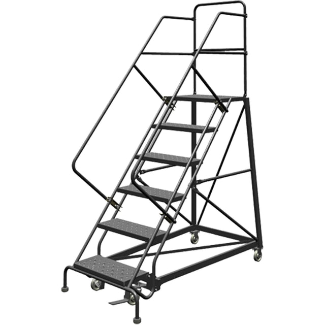 Safety Slope Rolling Ladder, 4 Steps, Perforated, 50° Incline, 40" High