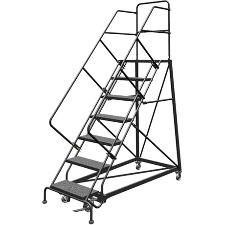 Safety Slope Rolling Ladder, 7 Steps, Perforated, 50° Incline, 70" High