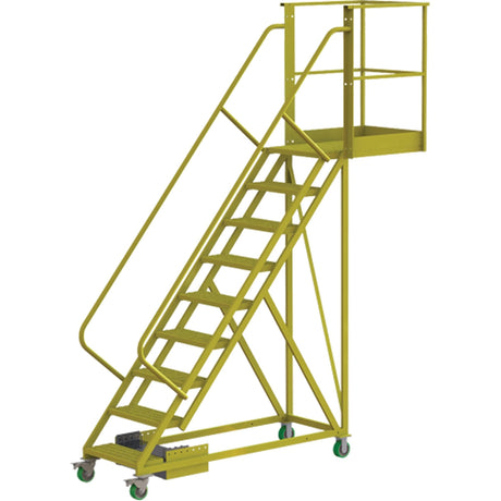 Cantilever Rolling Ladder, Unsupported, 9 Steps, 30" Platform Depth, 90" Platform Height