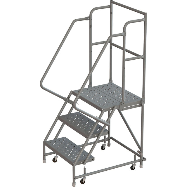 Deep Top Step Rolling Ladder, 3 Steps, 16" Step Width, 30" Platform Height, Steel