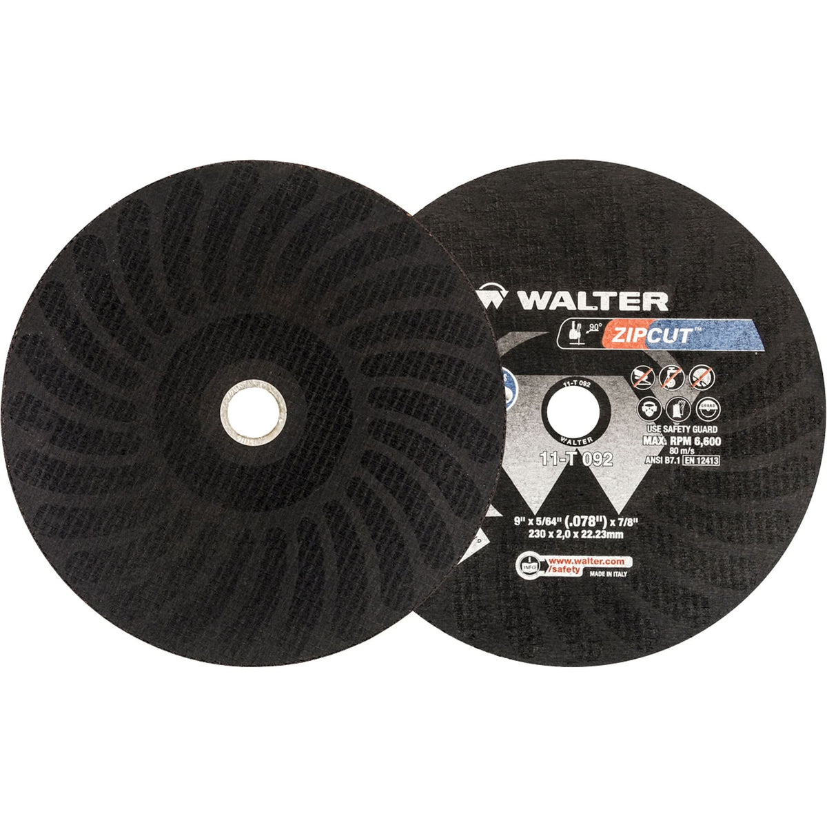Zipcut™ Reinforced Cut-Off Wheels, 9" x 5/64", 7/8" Arbor, Type 1, Aluminum Oxide, 6600 RPM
