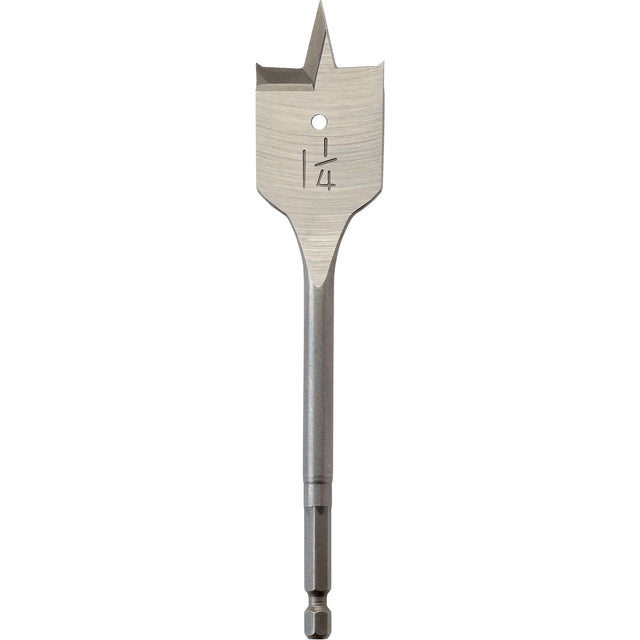 Flat Boring Bit, 1-1/4" Diameter, 1/4" Hex Shank, 6" Length