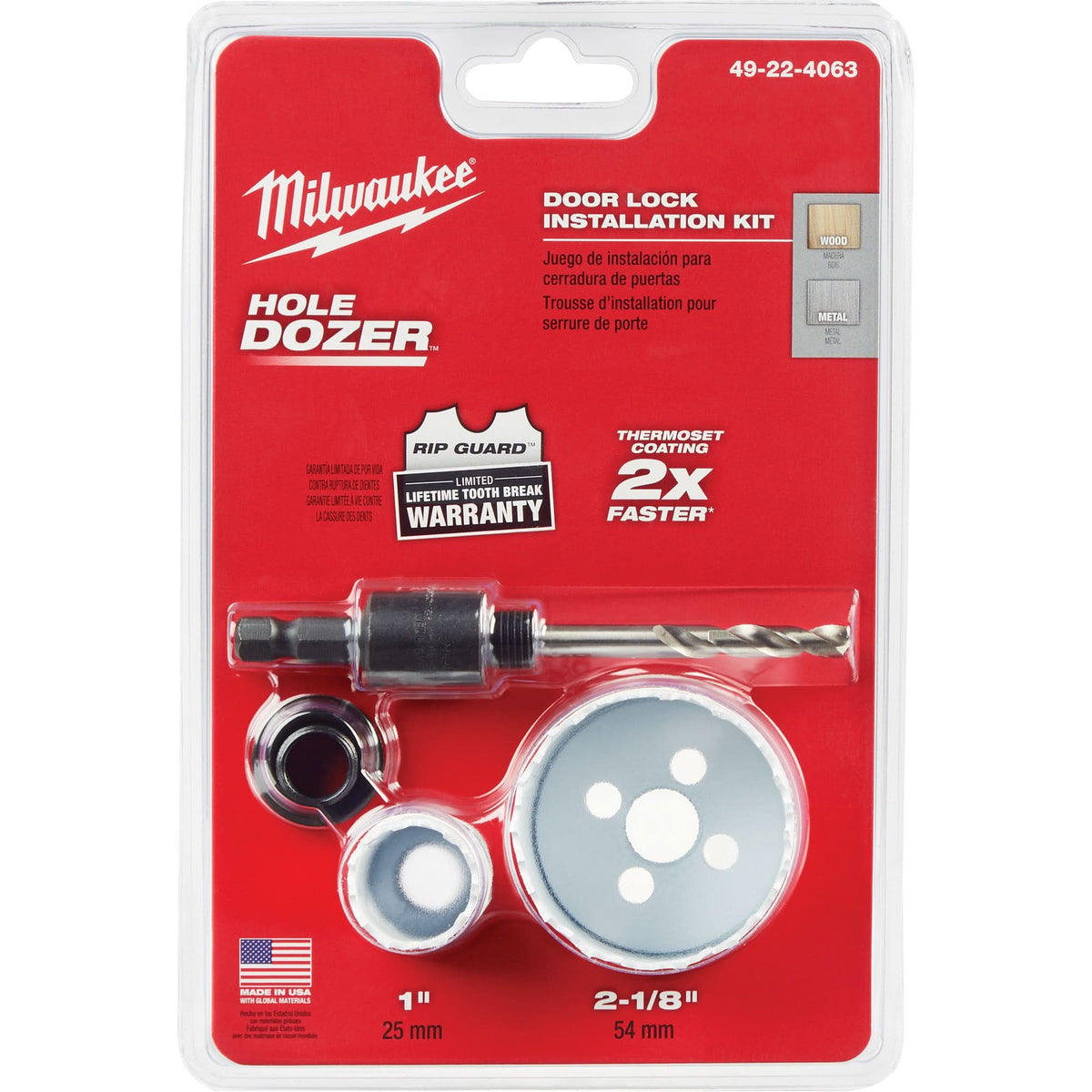 Hole Dozer™ Door Lock Hole Saw Kit, 4 Pieces