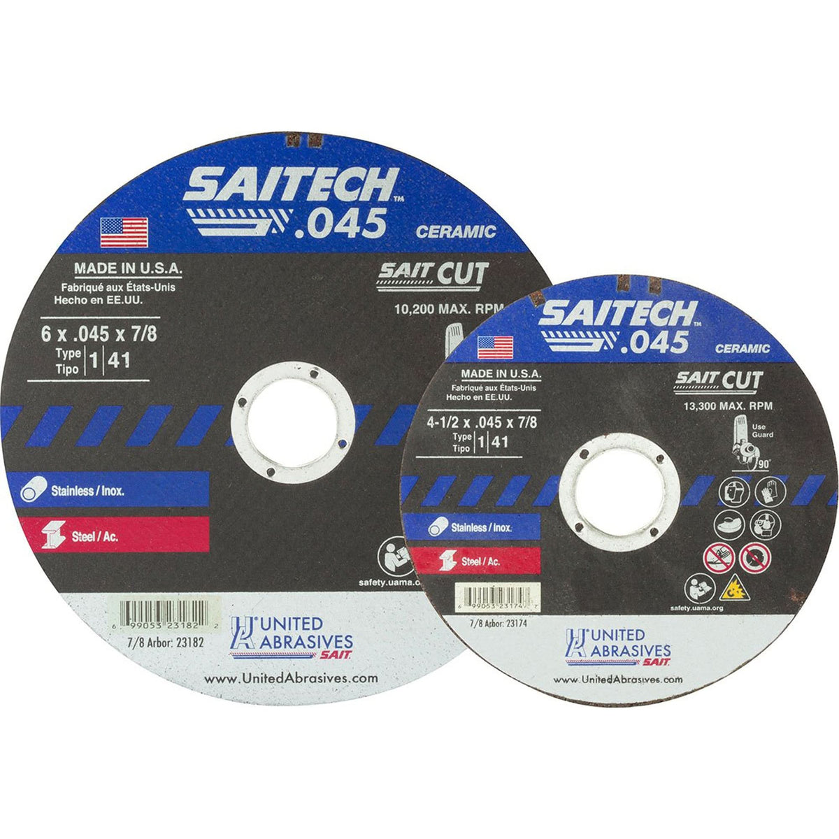 Cut-Off Wheel, 16" x 0.045", 7/8" Arbor, Type 1, Aluminum Oxide/Ceramic, 10200 RPM