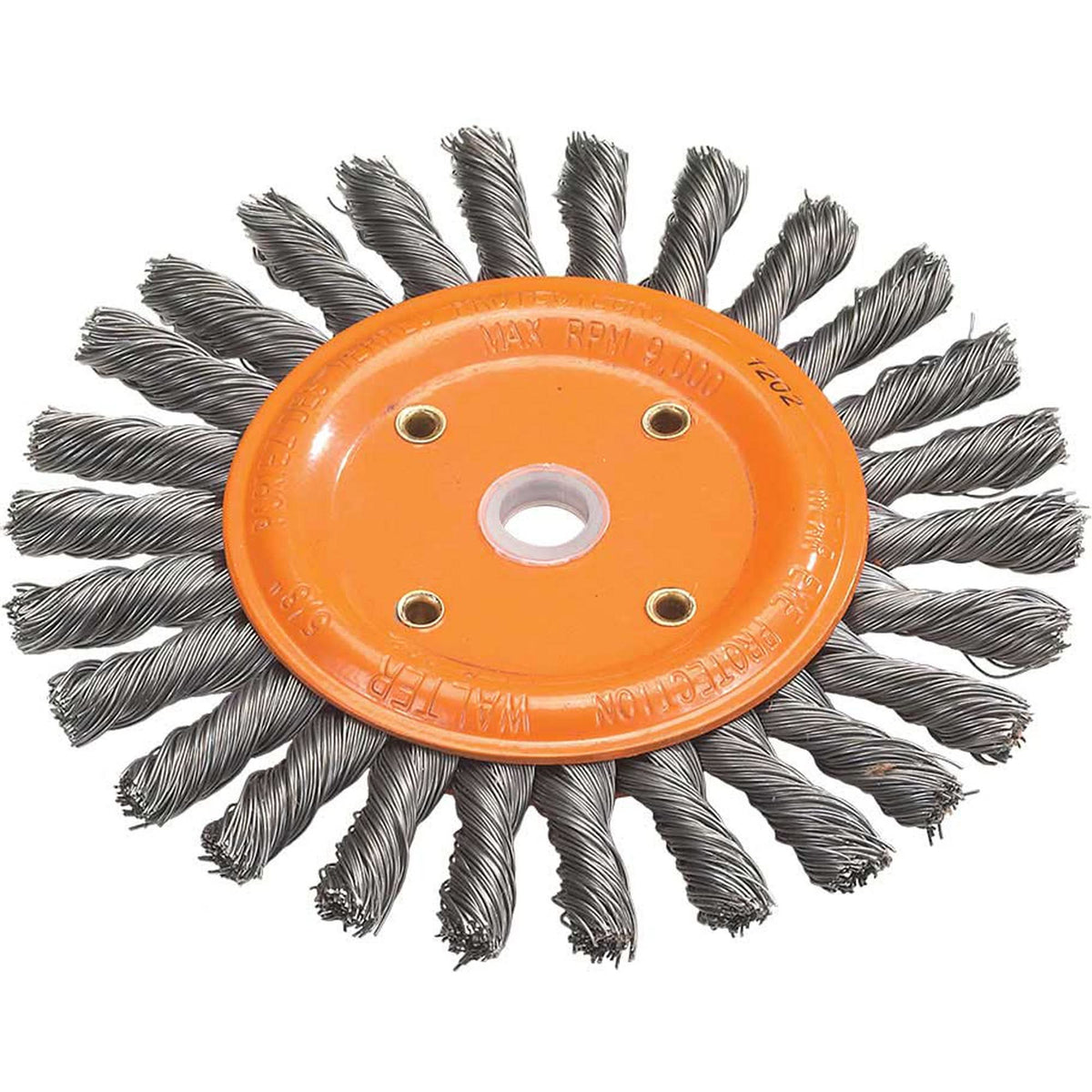 Knot-Twisted Wire Bench Wheel, 8" Dia., 0.0118" Fill, 5/8" Arbor, Steel