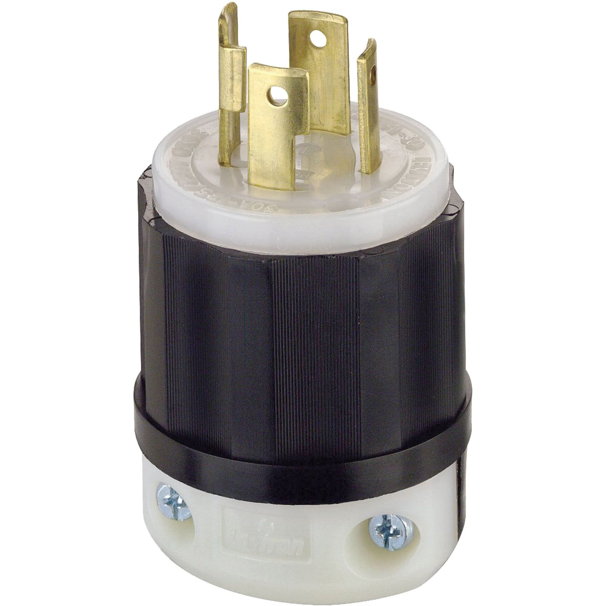 3-Pole 4-Wire Grounding Locking Plug, Nylon, 30 Amps, 250 V, L15-30P