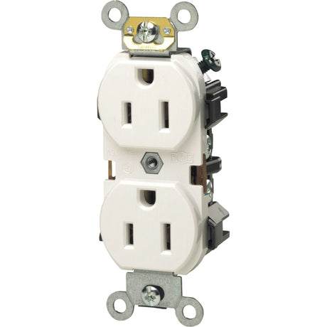 Back And Side-Wired Straight Blade Receptacle with Multi-Piece Steel Strap