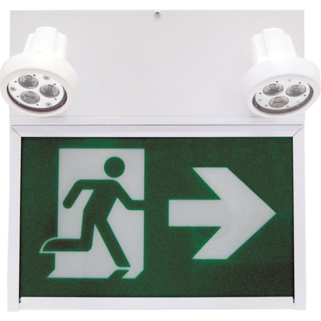 Running Man Exit Sign, LED, Battery Operated/Hardwired, 12" L x 12 1/2" W, Pictogram