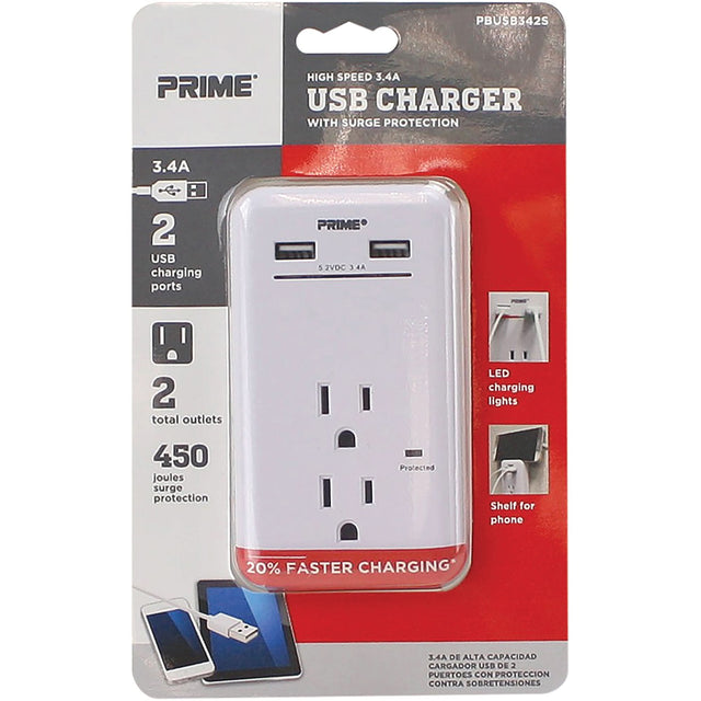 Prime® USB Charger with Surge Protector