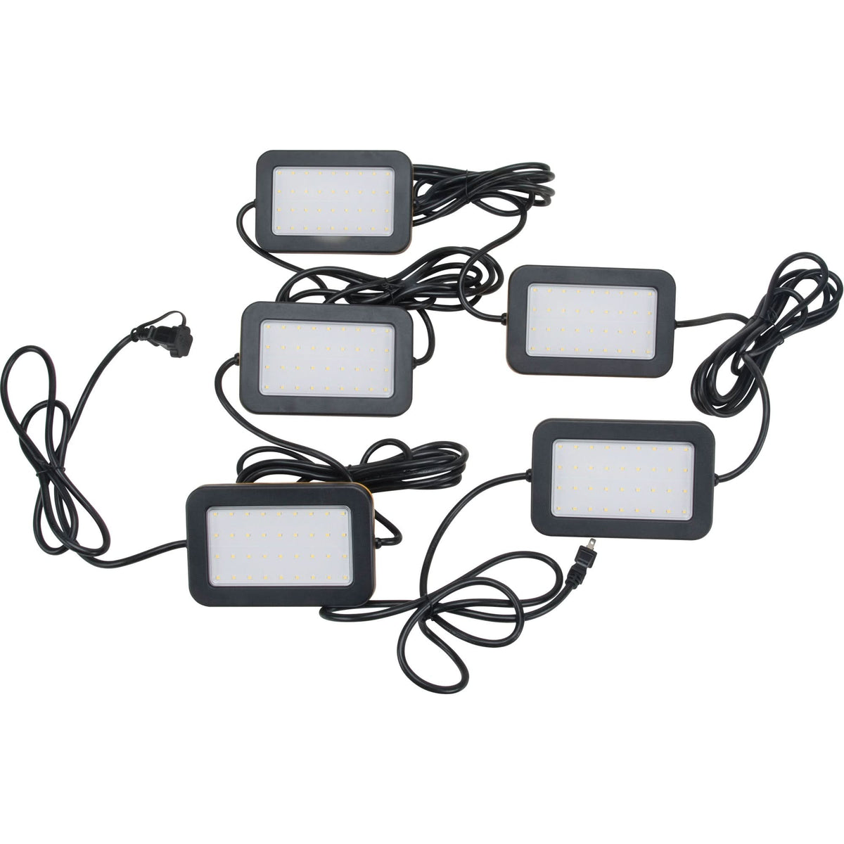 LED String Work Lights, 5 Lights, 50' L, Plastic Housing