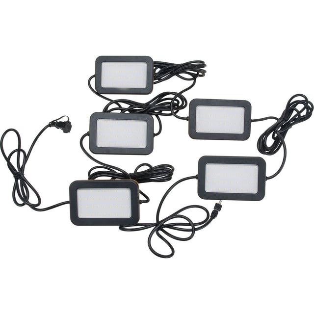 LED String Work Lights, 5 Lights, 50' L, Plastic Housing