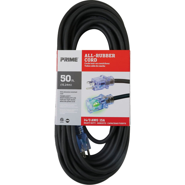 All-Rubber™ Extension Cord, Outdoor, SJOOW, 14/3 AWG, 15 A, 50'