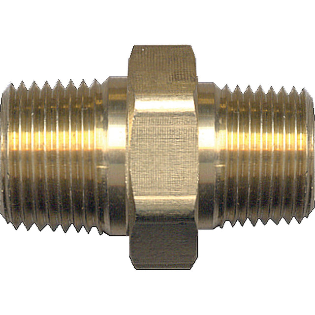 Reducing Hex Nipple, Brass, 1/4" x 1/8", NPT x NPT