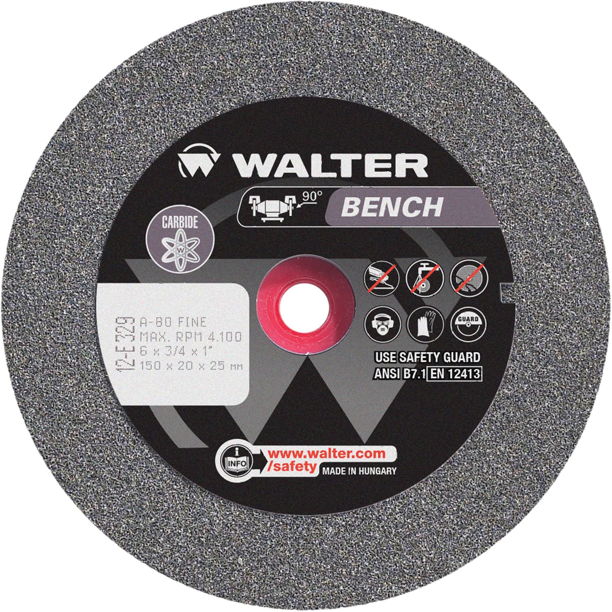 Bench Grinding Wheel, 6" x 3/4", 1" Arbor, 1