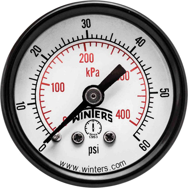 Economy Pressure Gauge, 1-1/2" , 0 - 60 psi, Back Mount, Analogue