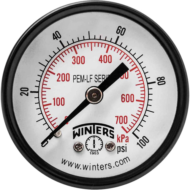 Economy Pressure Gauge, 2" , 0 - 100 psi, Back Mount, Analogue